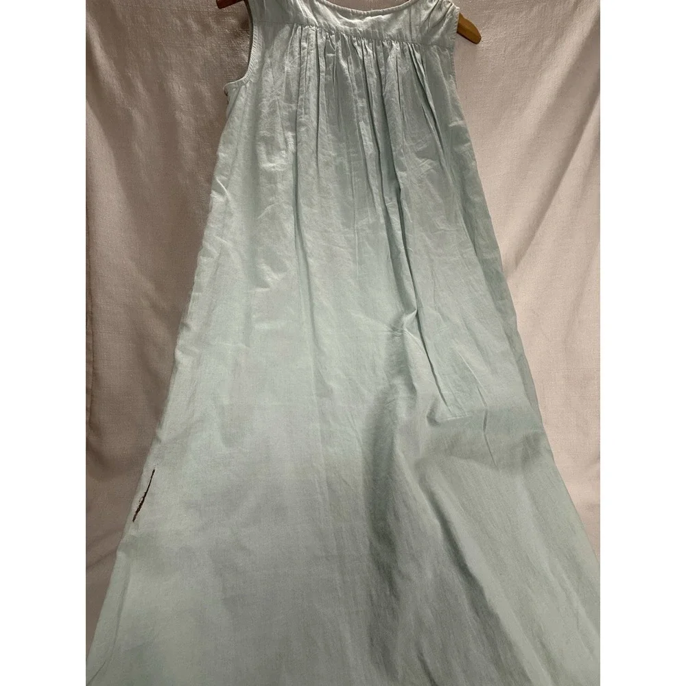 April Cornell NWT Blue Embroidered Floral Tank Midi Dress Cotton Sz XXS FLAW - Picture 7 of 13